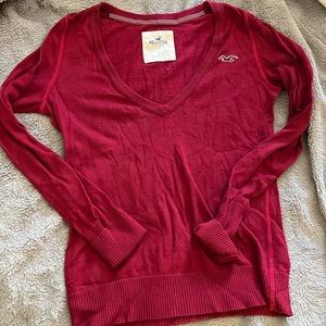 Hollister burgundy V-neck sweater 2000s large